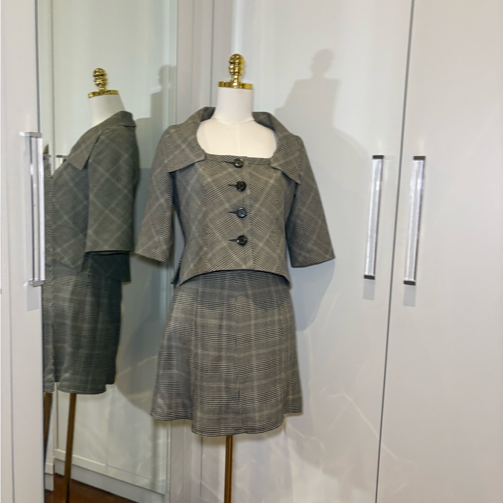 FINAL SALE - Vintage plaid skirt jacket set